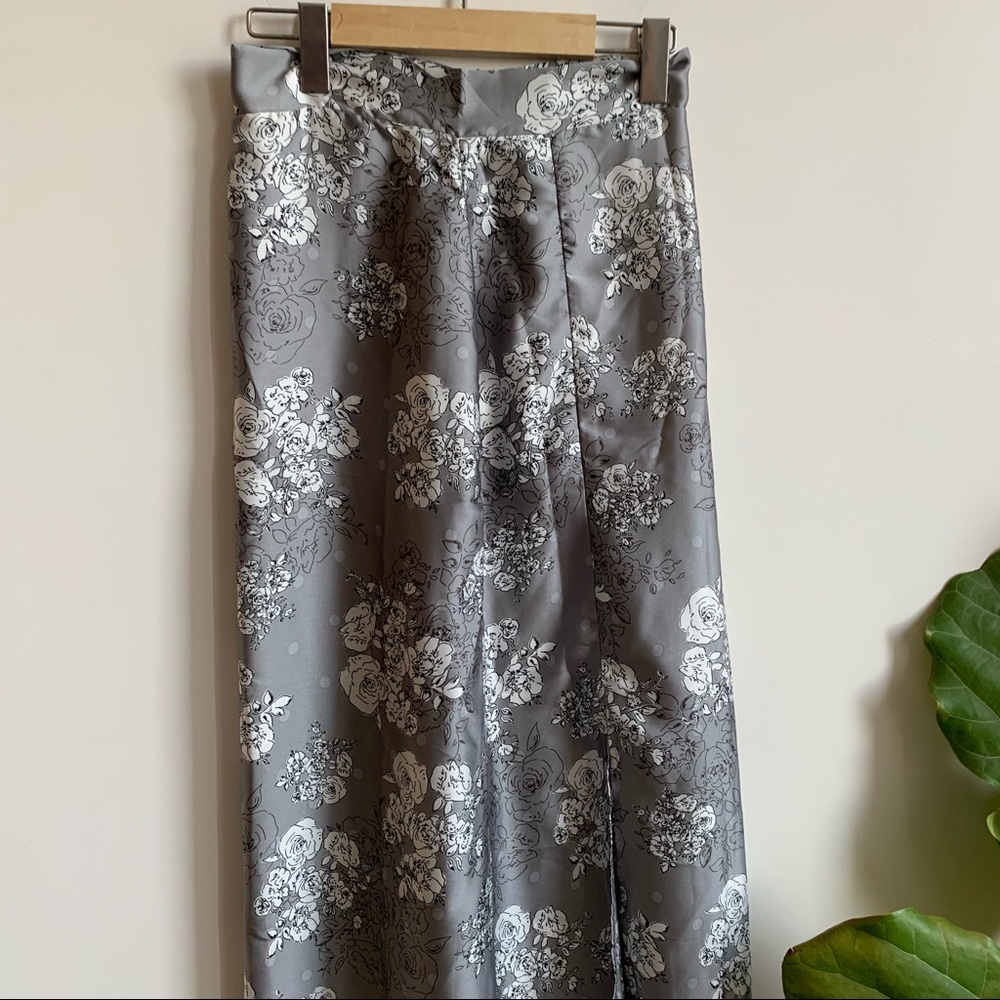 Vtg Maxi Skirt Polyester Satin Made In USA Floral - Picture 7 of 13